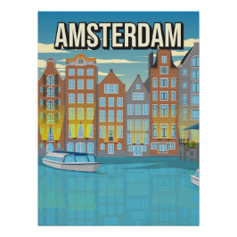 Pôster Amsterdam Canal House Art Print Netherlands Travel