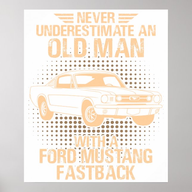 Poster An Old Man Ford Mustang 1966 Fastback (Frente)