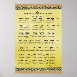Poster Ana b"Koach ~ Hebrew ~ English ~ Transliteration