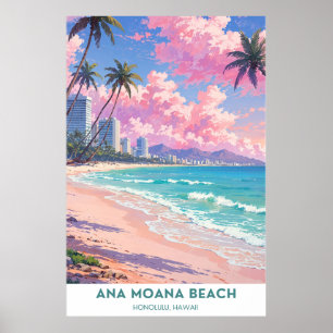 Poster Ana Moana Beach, Linda Honolulu, Hwaii Beach