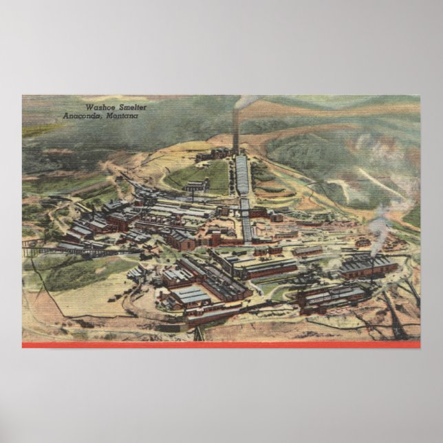 Pôster Anaconda, Montana - Washoe Smelter View de (Frente)