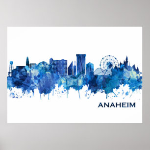 Poster Anaheim California Skyline Blue