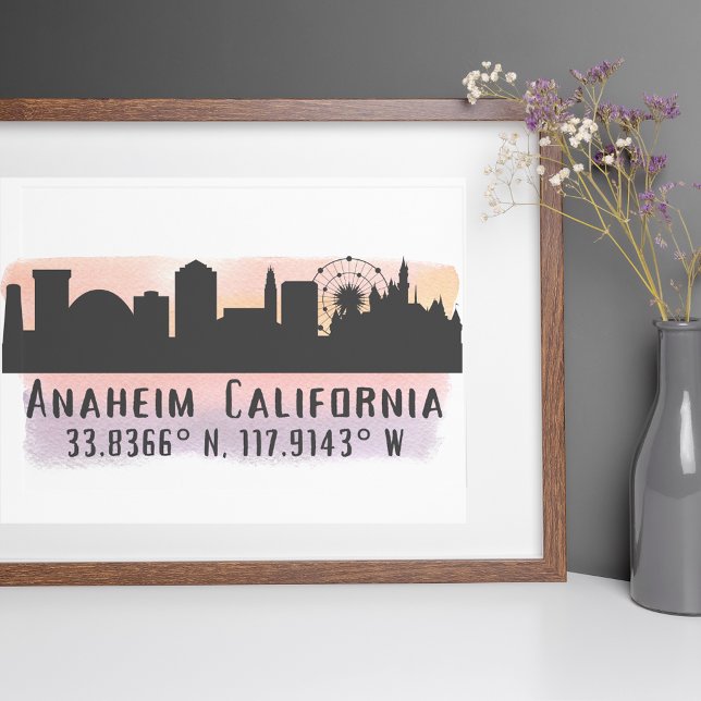 Poster Anaheim Skyline Latitude e Longitude (Criador carregado)
