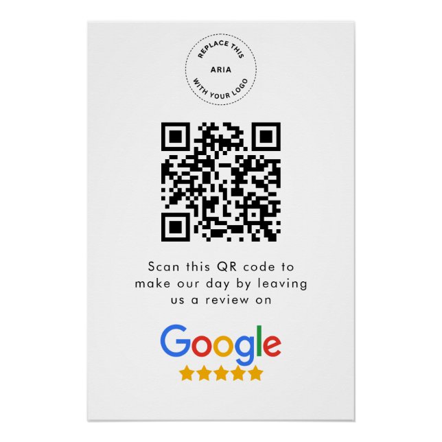 Pôster Análises do Google | Business Review Link QR Code (Frente)