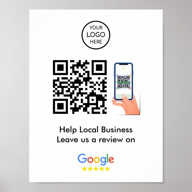 Poster Análises do Google | Código QR de feedback comerci (Frente)