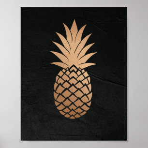 Poster Ananás Dourado Tropical Minimalista Mínima, pret