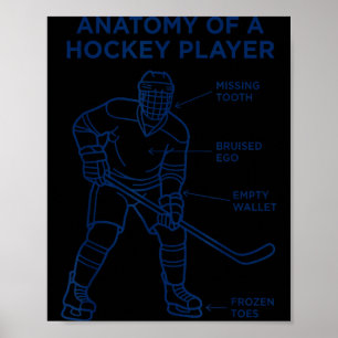 Poster Anatomia de um jogador de hóquei esportes engraçad