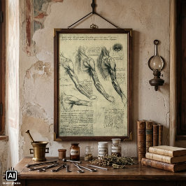 Pôster Anatomia do Braço e Ombro por Leonardo da Vinci