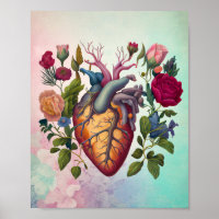 Anatomia médica da Vintage, médico da flor do cora