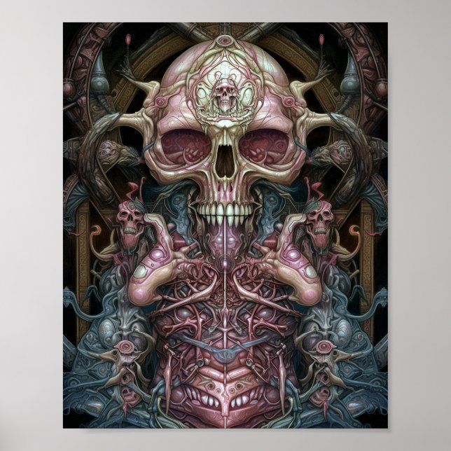 Poster Anatomia surreal Crânio horroroso arte SciFi (Frente)