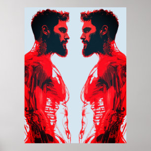 Poster Anatomia Vermelha – Estudo Abstrato do Músculo Hum