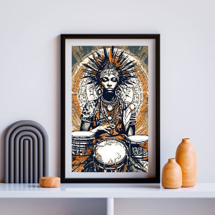 Poster Ancestral Beat - Drummer Calmo em Tribal Grace II