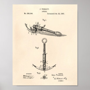 Poster Anchor 1902 Patent Art Old Peper