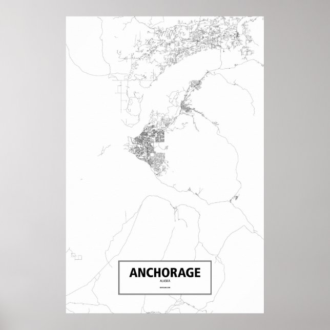 Poster Anchorage, Alasca (preto no branco) (Frente)