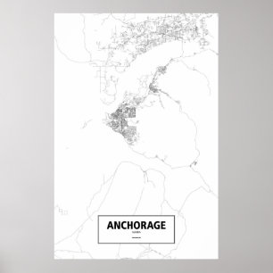 Poster Anchorage, Alaska (preto no branco)
