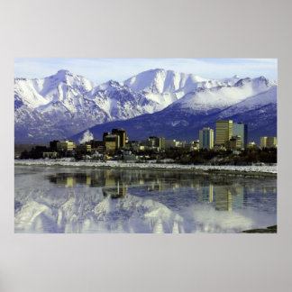 Poster Anchorage Alaska Skyline