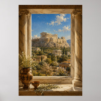 Poster Ancient Athens Parthenon Acropolis Oil Painting
