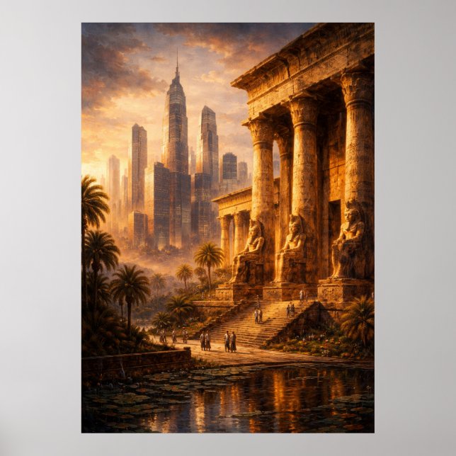 Poster Ancient Egypt Future Skyline Art (Frente)