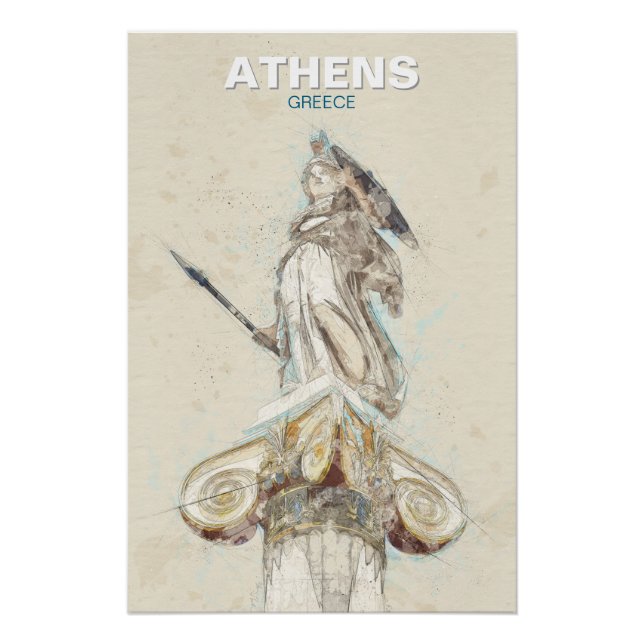 Pôster Ancient Greece Athena Statue Sketch Poster  (Frente)
