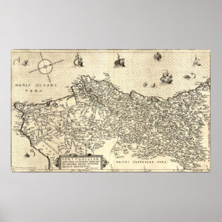 Pôster Ancient Map of Portugal