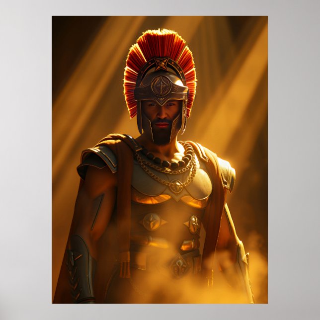 Poster Ancient Spartan Warrior in Golden Sunlight (Frente)
