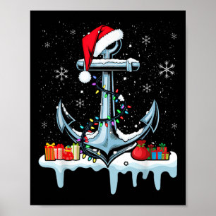Poster Âncora de Natal Luzes de Natal Boating Navegação