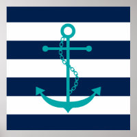 Âncora do Teal em Stripes Azuis