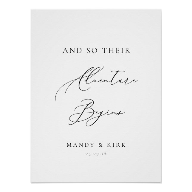 Pôster And So Their Adventure Begins Wedding Backdrop  (Frente)