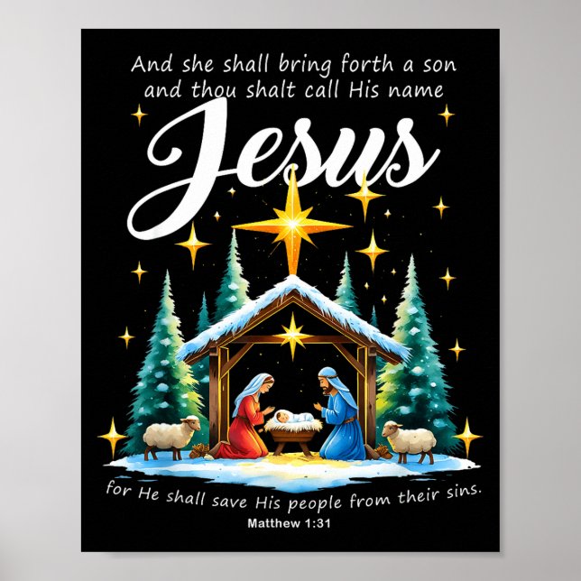 Poster And Thou Shalt Call His Name Jesus Nativity Christ (Frente)
