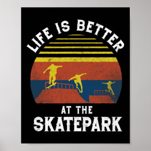 Poster Andar de Skate Melhor No Skatepark Vintage 80s 90s