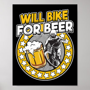 Poster Andará de Bicicleta por Cerveja Vintage Retro Pai
