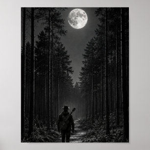 Poster Andarilho da Floresta de Pinheiros ao Luar com Gui