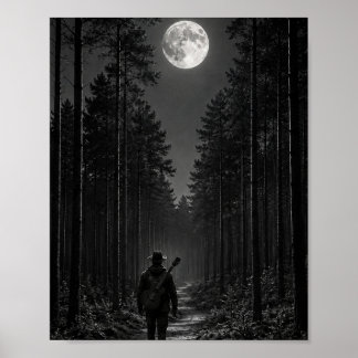 Poster Andarilho da Floresta de Pinheiros ao Luar com Gui