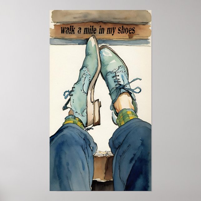 Poster Ande uma milha nas minhas calçados. (Frente)