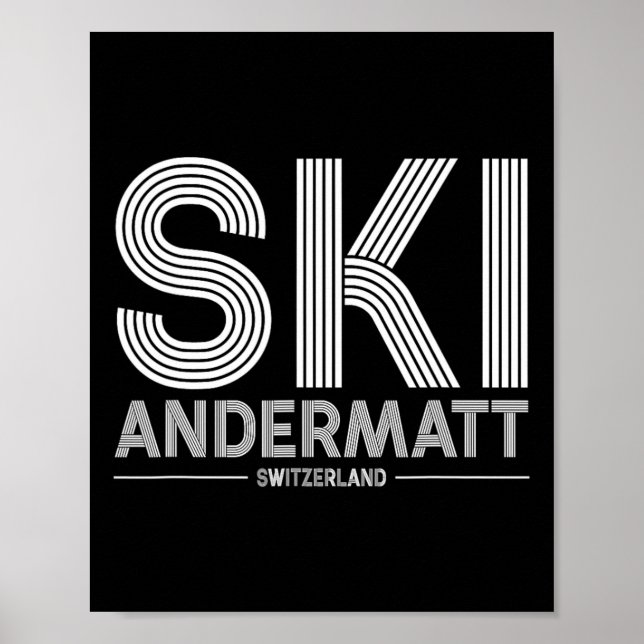 Poster Andermatt Ski Resort Swiss Alps Skiting Suiça (Frente)