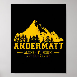 Poster Andermatt Suiça Ski Resort Alpino Skiing Swi