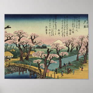 Poster Ando Hiroshige - Brilho da Noite na Ponte Koganei.