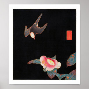 Poster Andorinha e camélia, Jakuchū