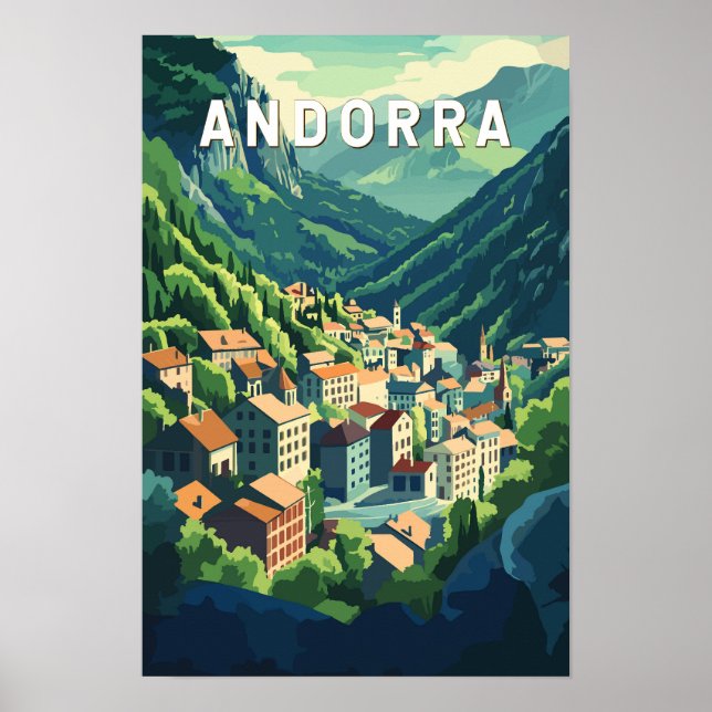 Poster Andorra Viagem Arte Vintage (Frente)