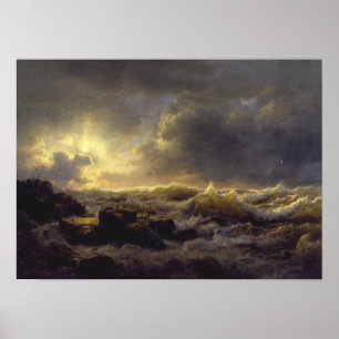 Pôster Andreas Achenbach - esclarecendo - costa de