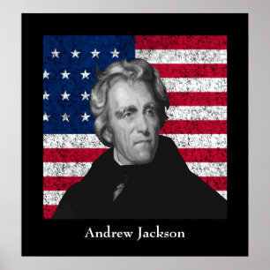 Poster Andrew Jackson e a bandeira dos EUA