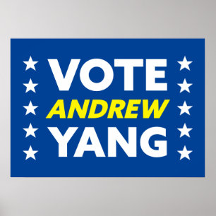 Poster Andrew Yang Nova Iorque Mayor Stars Blue