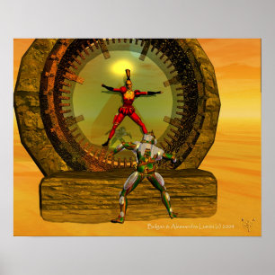 Pôster ANDROID XENIA ENCONTRA TITÃ NO DESERTO Sci Fi