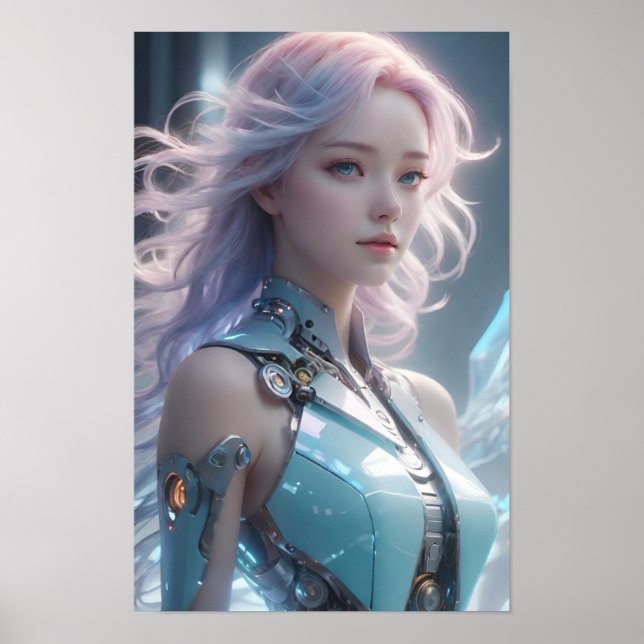 Poster Androide feminino futurística (Frente)