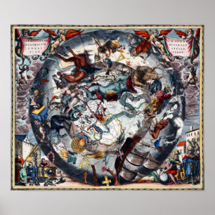 Poster Andromeda celestial do Aquário de Cetus do mapa d