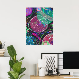 Poster Anéis de Saturno: Arte Abstrata Maximalista