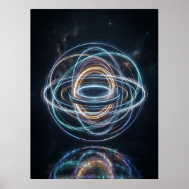 Poster Anéis Orbitais Neon Abstratos Espaciais