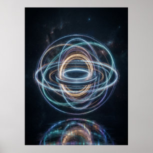 Poster Anéis Orbitais Neon Abstratos Espaciais