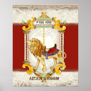 Pôster Anel de bronze do leão rujir, vintage do carrosse