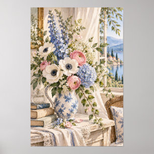 Poster Anêmona Francesa Country Ranunculus Arte de Parede